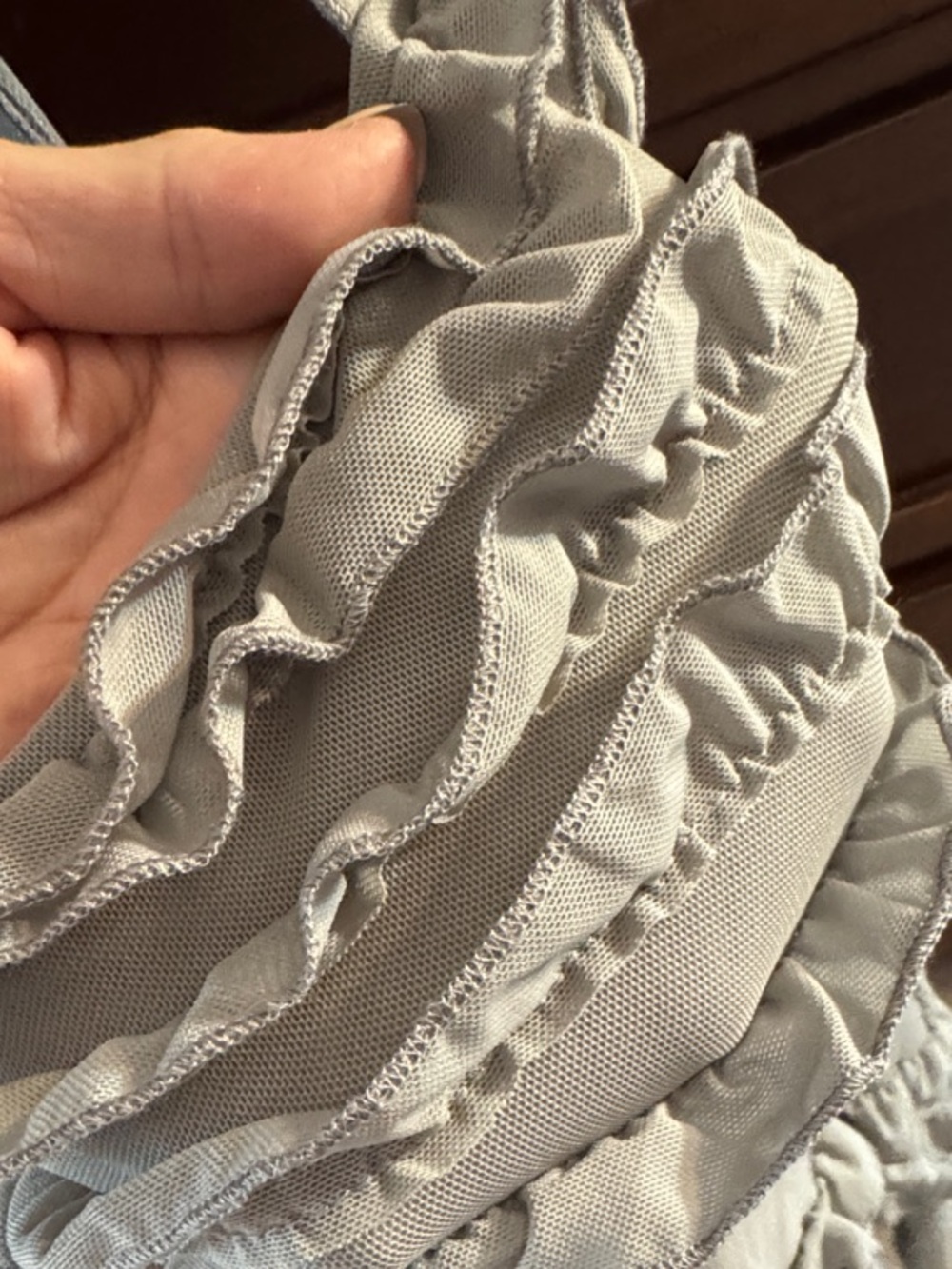 SHEIN Light Gray Ruffle Mini Dress - Picture 4 of 4